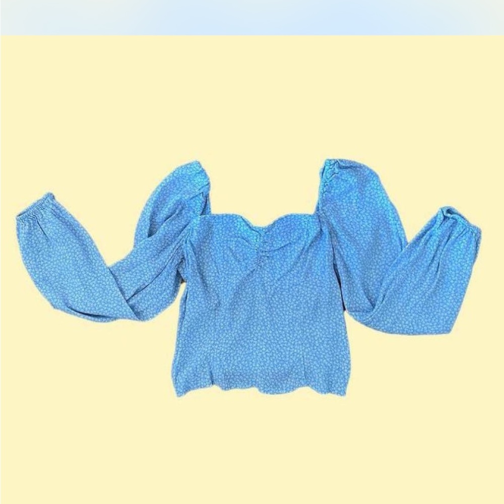 H&M Blue Puff Sleeve Blouse